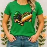 St Patricks Day Chicago Irish Dog Funny Cute Women's T-Shirt thumb 2