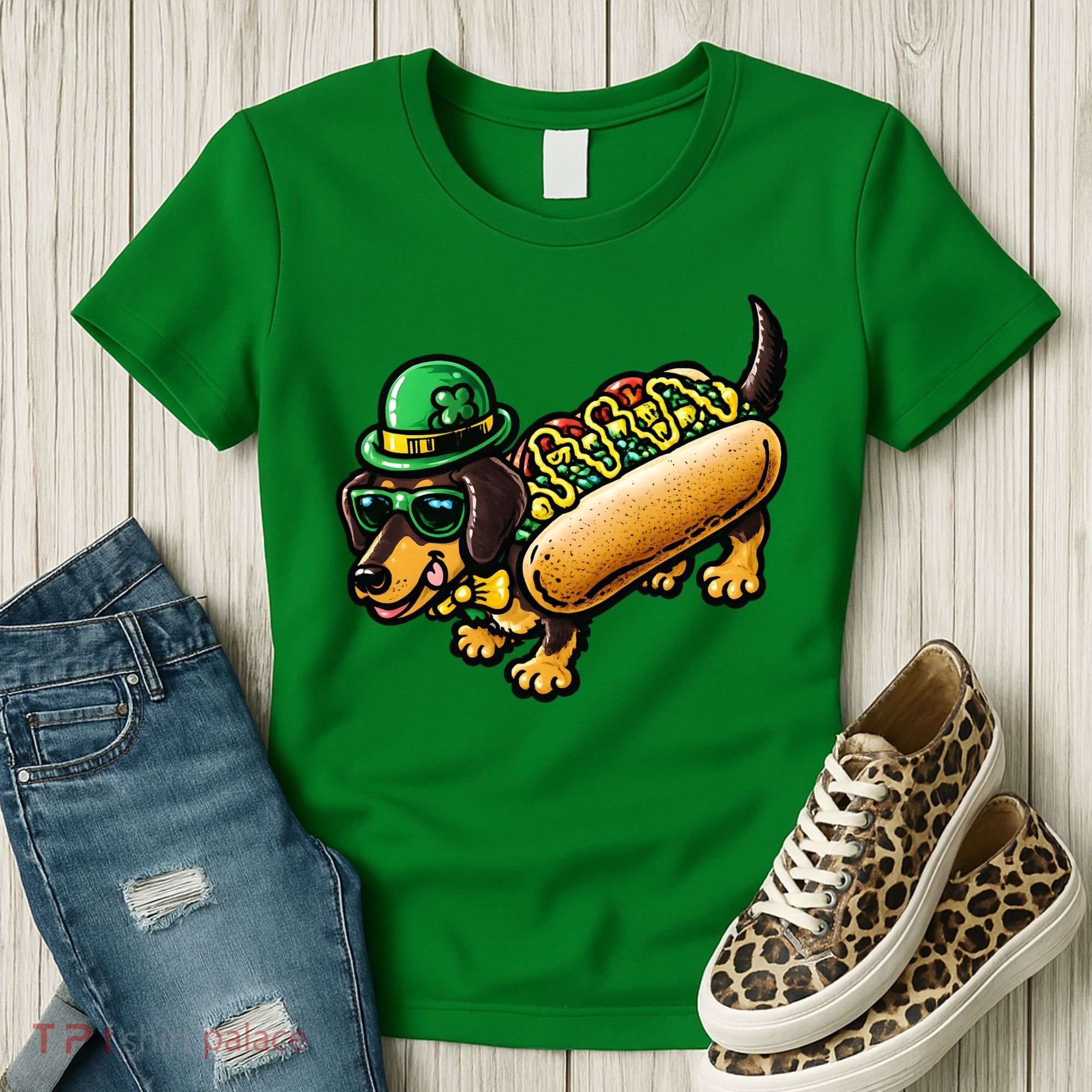 St Patricks Day Chicago Irish Dog Funny Cute Women's T-Shirt