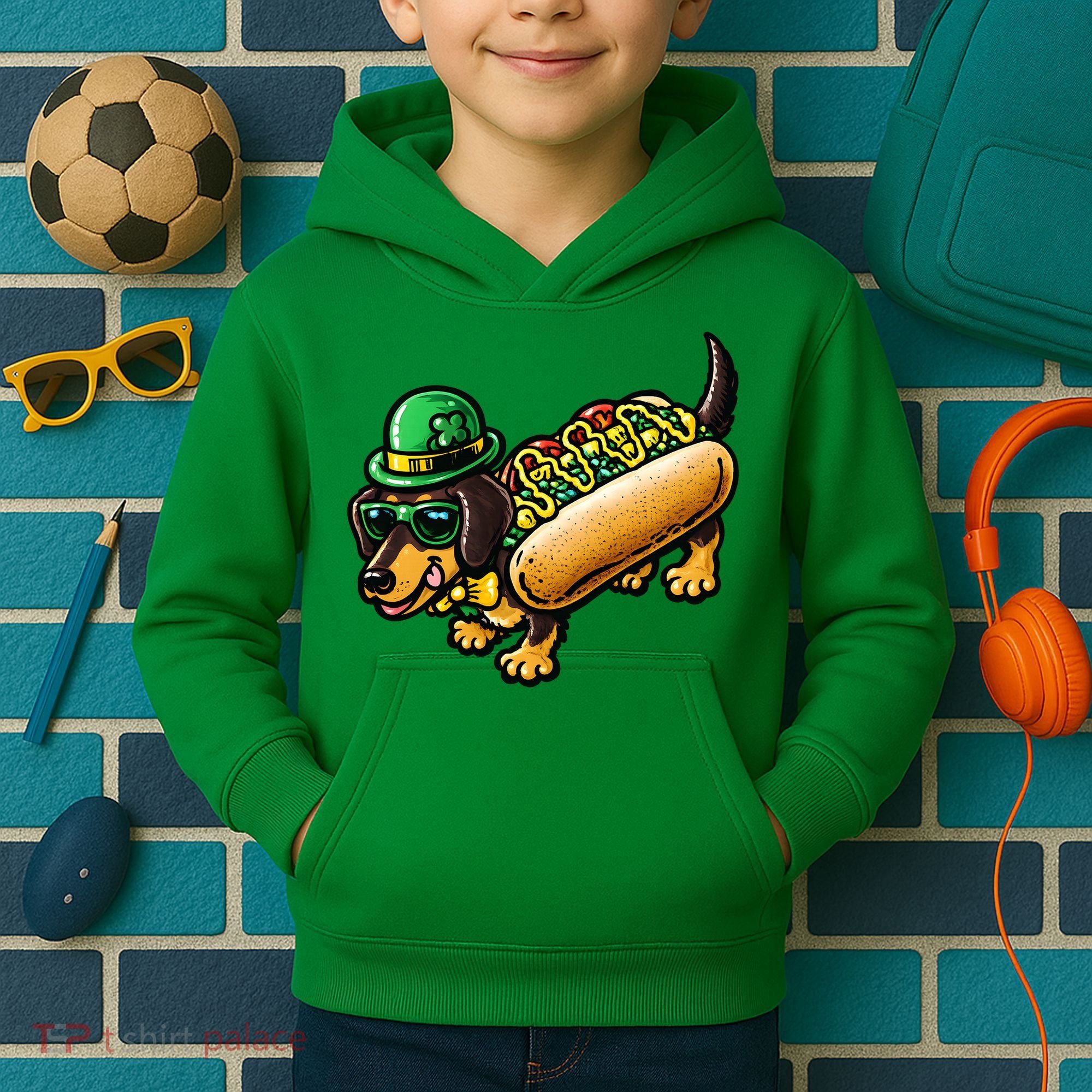 St Patricks Day Chicago Irish Dog Funny Cute Kids Hoodie