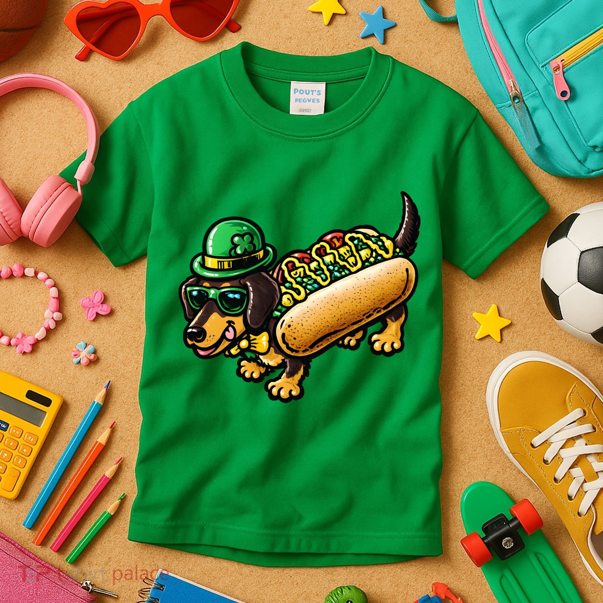 St Patricks Day Chicago Irish Dog Funny Cute Kids T-Shirt