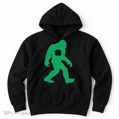 St Patricks Day Lucky Shamrock Clover Big Foot Sasquatch Yeti Hoodie