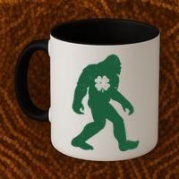 St Patricks Day Lucky Shamrock Clover Big Foot Sasquatch Yeti Coffee Mug thumb 2