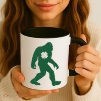 St Patricks Day Lucky Shamrock Clover Big Foot Sasquatch Yeti Coffee Mug thumb 3