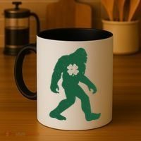 St Patricks Day Lucky Shamrock Clover Big Foot Sasquatch Yeti Coffee Mug thumb 4