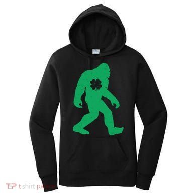 St Patricks Day Lucky Shamrock Clover Big Foot Sasquatch Yeti Women's Hoodie