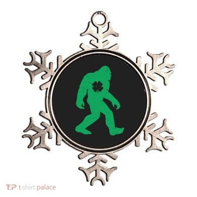 St Patricks Day Lucky Shamrock Clover Big Foot Sasquatch Yeti Ornament