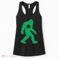 St Patricks Day Lucky Shamrock Clover Big Foot Sasquatch Yeti Women's Tank Top thumb 0