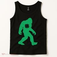 St Patricks Day Lucky Shamrock Clover Big Foot Sasquatch Yeti Tank Top thumb 2