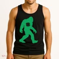 St Patricks Day Lucky Shamrock Clover Big Foot Sasquatch Yeti Tank Top thumb 3