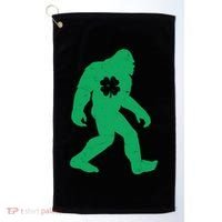 St Patricks Day Lucky Shamrock Clover Big Foot Sasquatch Yeti Golf Towel thumb 0