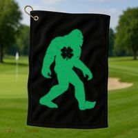 St Patricks Day Lucky Shamrock Clover Big Foot Sasquatch Yeti Golf Towel thumb 1