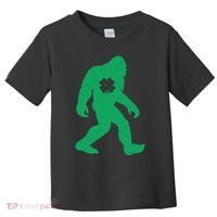 St Patricks Day Lucky Shamrock Clover Big Foot Sasquatch Yeti Toddler T-Shirt thumb 0
