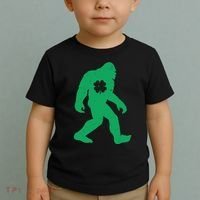 St Patricks Day Lucky Shamrock Clover Big Foot Sasquatch Yeti Toddler T-Shirt thumb 2