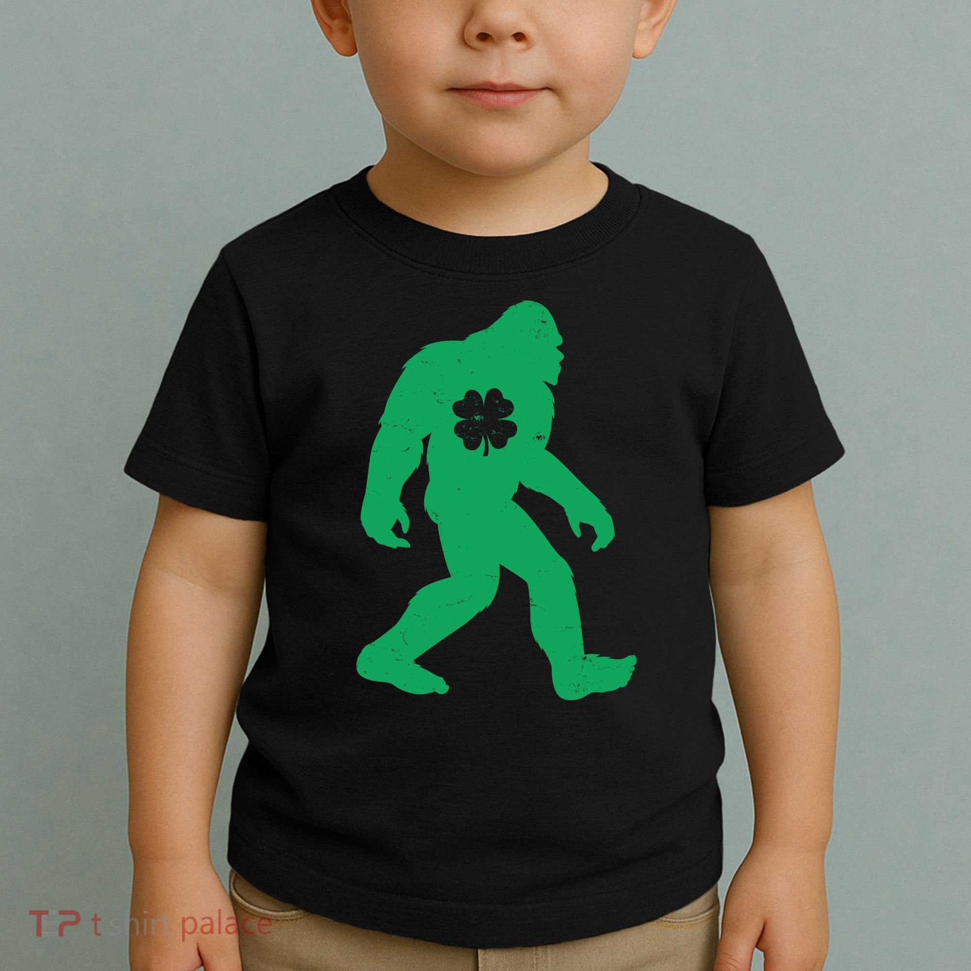 St Patricks Day Lucky Shamrock Clover Big Foot Sasquatch Yeti Toddler T-Shirt