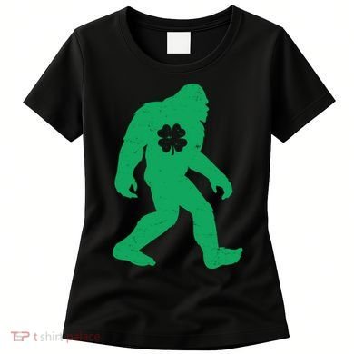 St Patricks Day Lucky Shamrock Clover Big Foot Sasquatch Yeti Women's T-Shirt