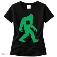 St Patricks Day Lucky Shamrock Clover Big Foot Sasquatch Yeti Women's T-Shirt thumb 0