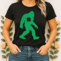 St Patricks Day Lucky Shamrock Clover Big Foot Sasquatch Yeti Women's T-Shirt thumb 2