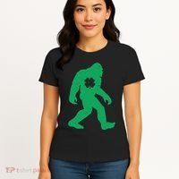 St Patricks Day Lucky Shamrock Clover Big Foot Sasquatch Yeti Women's T-Shirt thumb 4