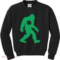 St Patricks Day Lucky Shamrock Clover Big Foot Sasquatch Yeti Kids Sweatshirt thumb 0