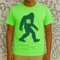 St Patricks Day Lucky Shamrock Clover Big Foot Sasquatch Yeti T-Shirt thumb 3