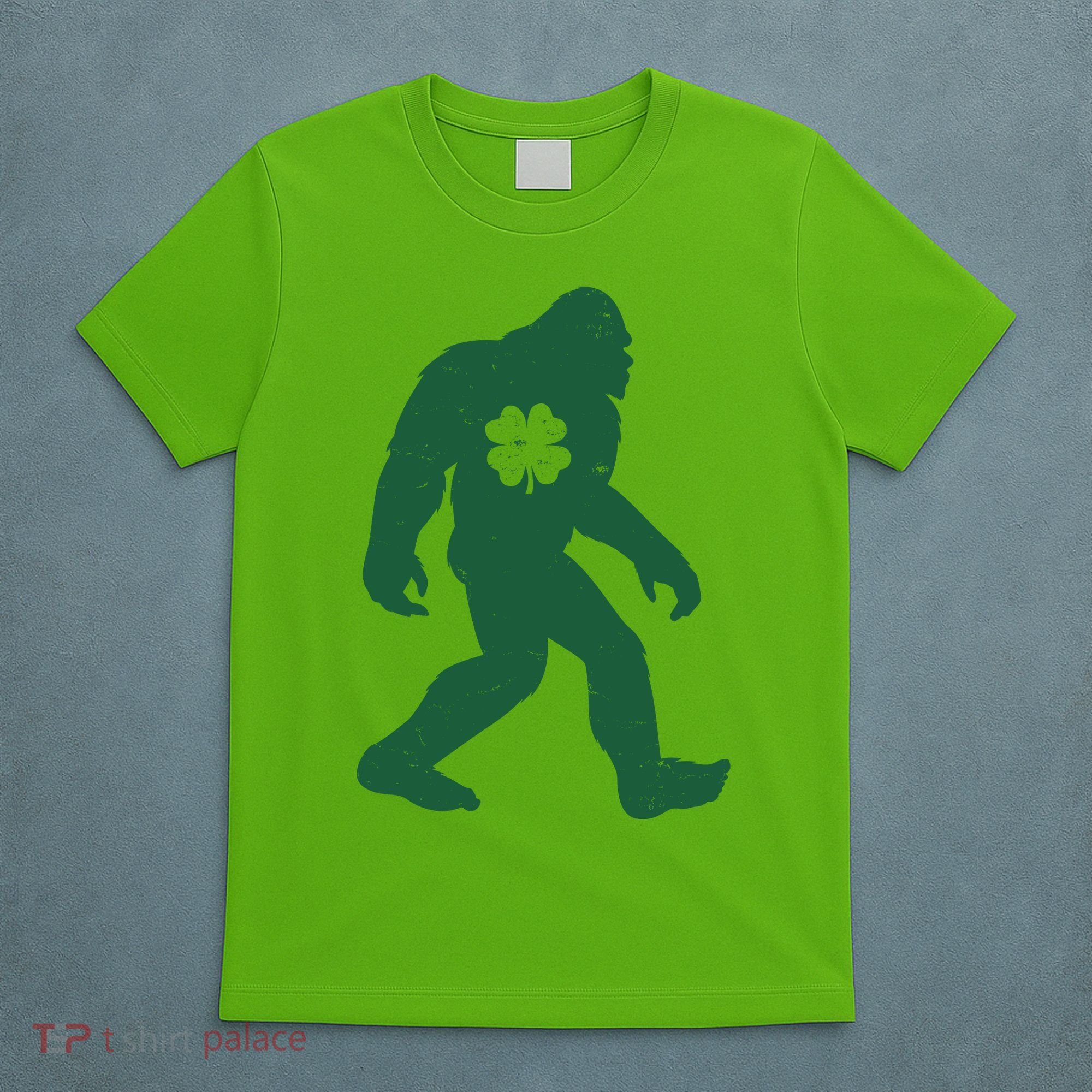 St Patricks Day Lucky Shamrock Clover Big Foot Sasquatch Yeti T-Shirt