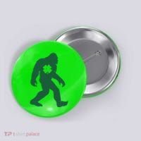 St Patricks Day Lucky Shamrock Clover Big Foot Sasquatch Yeti Button thumb 0