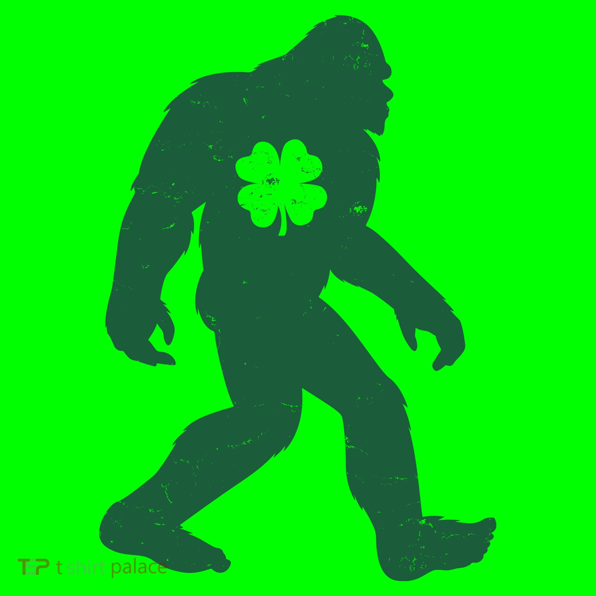 St Patricks Day Lucky Shamrock Clover Big Foot Sasquatch Yeti Mousepad