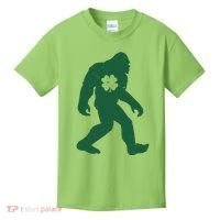 St Patricks Day Lucky Shamrock Clover Big Foot Sasquatch Yeti Kids T-Shirt thumb 0