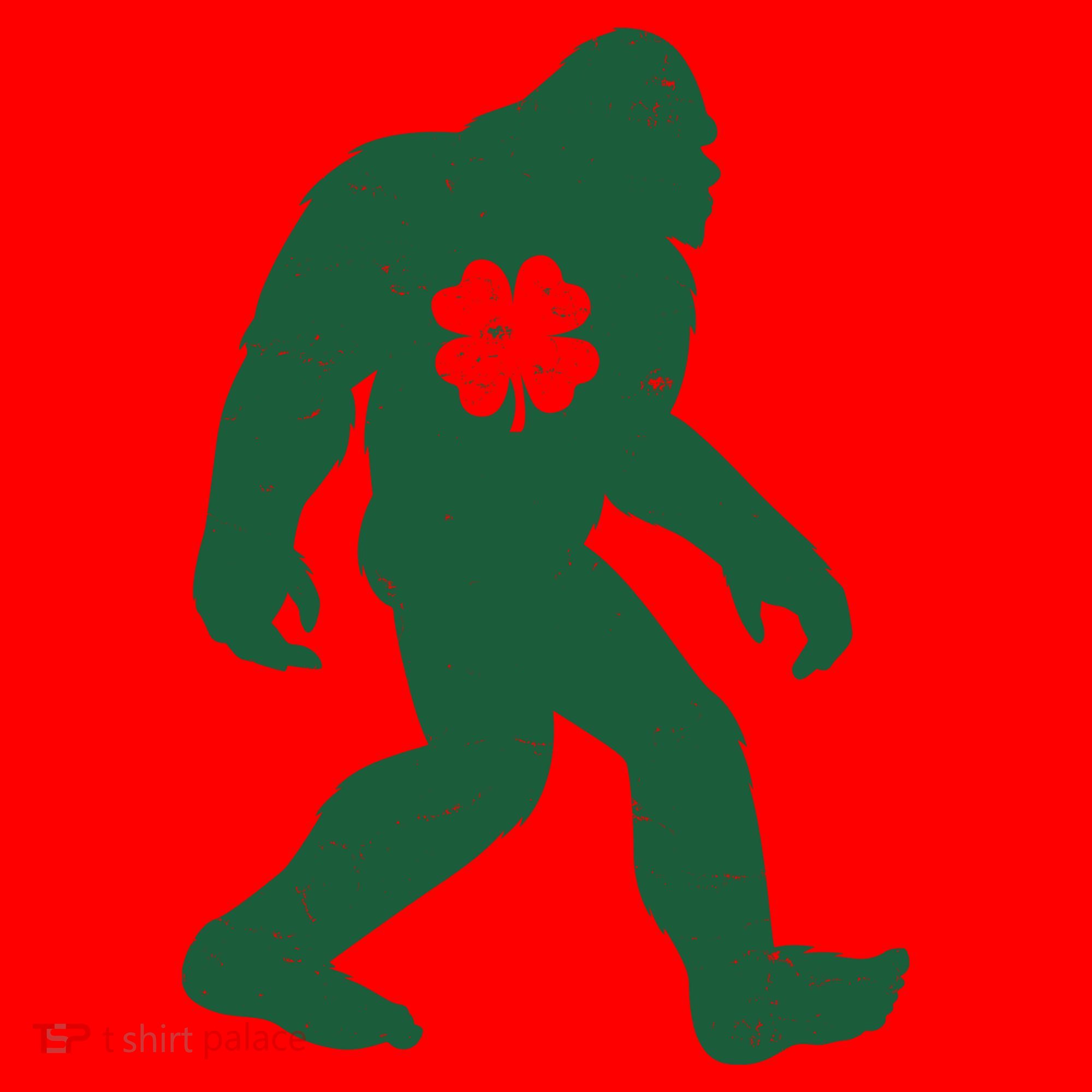 St Patricks Day Lucky Shamrock Clover Big Foot Sasquatch Yeti Santa Hat