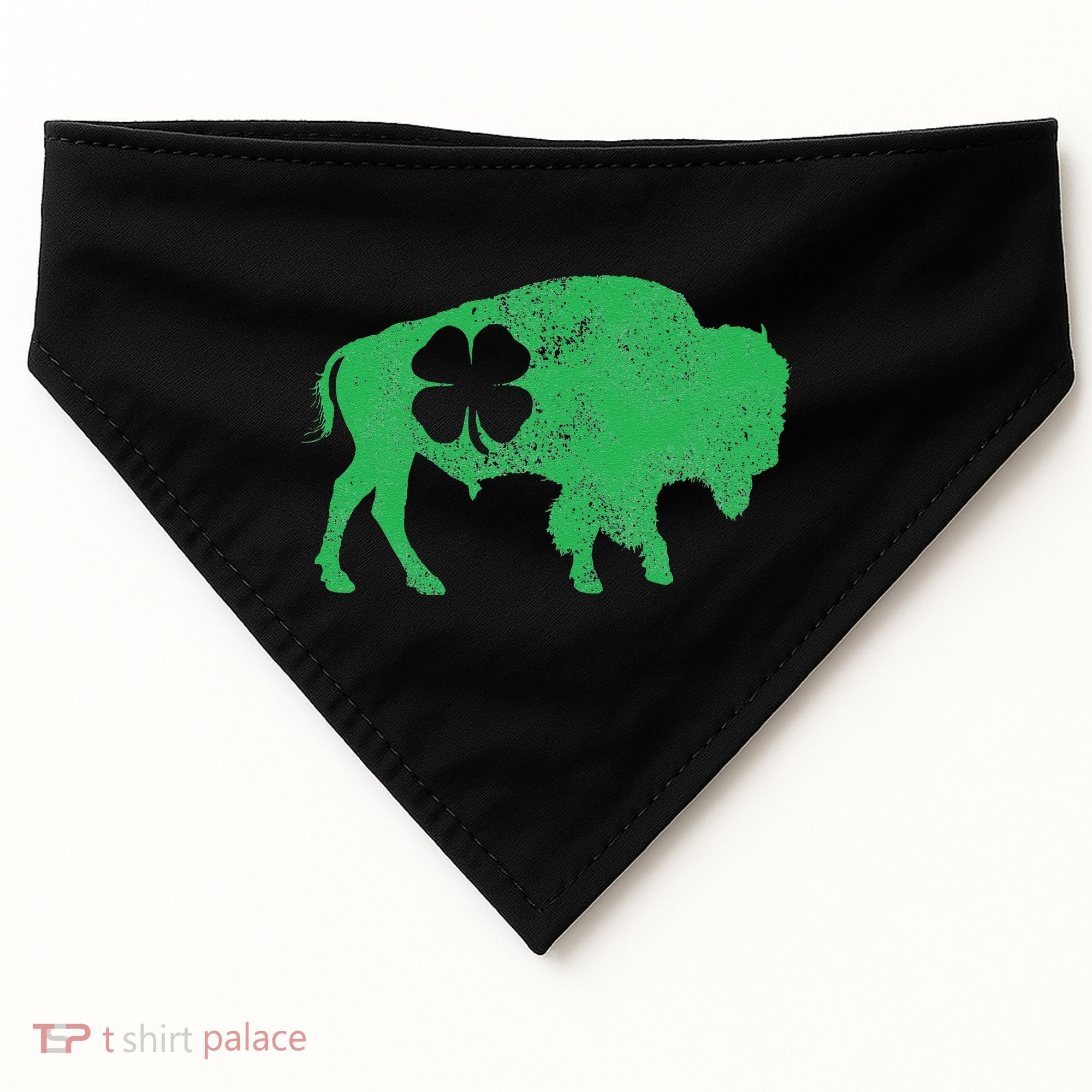 St. Patrick's Day Green Shamrock Buffalo Bison Irish Saint USA-Made Doggie Bandana