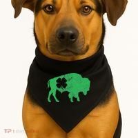 St. Patrick's Day Green Shamrock Buffalo Bison Irish Saint USA-Made Doggie Bandana thumb 1