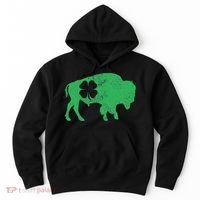 St. Patrick's Day Green Shamrock Buffalo Bison Irish Saint Hoodie thumb 0