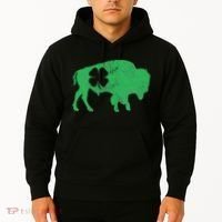 St. Patrick's Day Green Shamrock Buffalo Bison Irish Saint Hoodie thumb 2