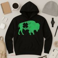 St. Patrick's Day Green Shamrock Buffalo Bison Irish Saint Hoodie thumb 3