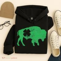 St. Patrick's Day Green Shamrock Buffalo Bison Irish Saint Hoodie thumb 4
