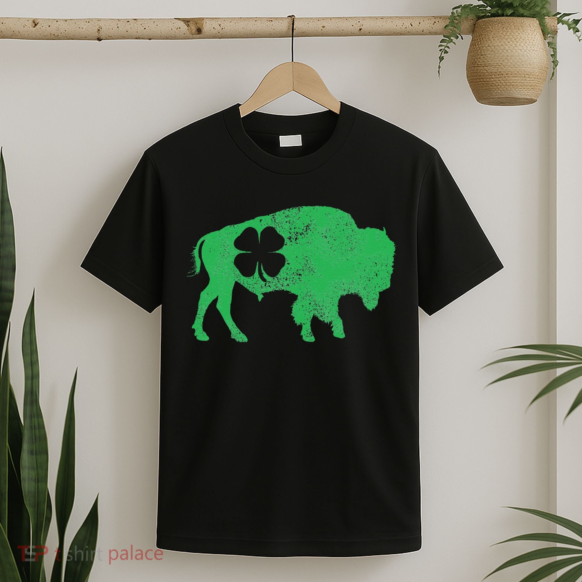 St. Patrick's Day Green Shamrock Buffalo Bison Irish Saint T-Shirt