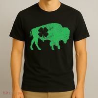 St. Patrick's Day Green Shamrock Buffalo Bison Irish Saint T-Shirt thumb 3