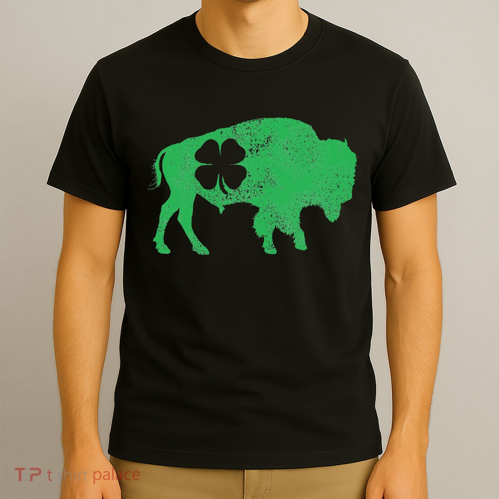 St. Patrick's Day Green Shamrock Buffalo Bison Irish Saint T-Shirt