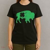 St. Patrick's Day Green Shamrock Buffalo Bison Irish Saint T-Shirt thumb 4
