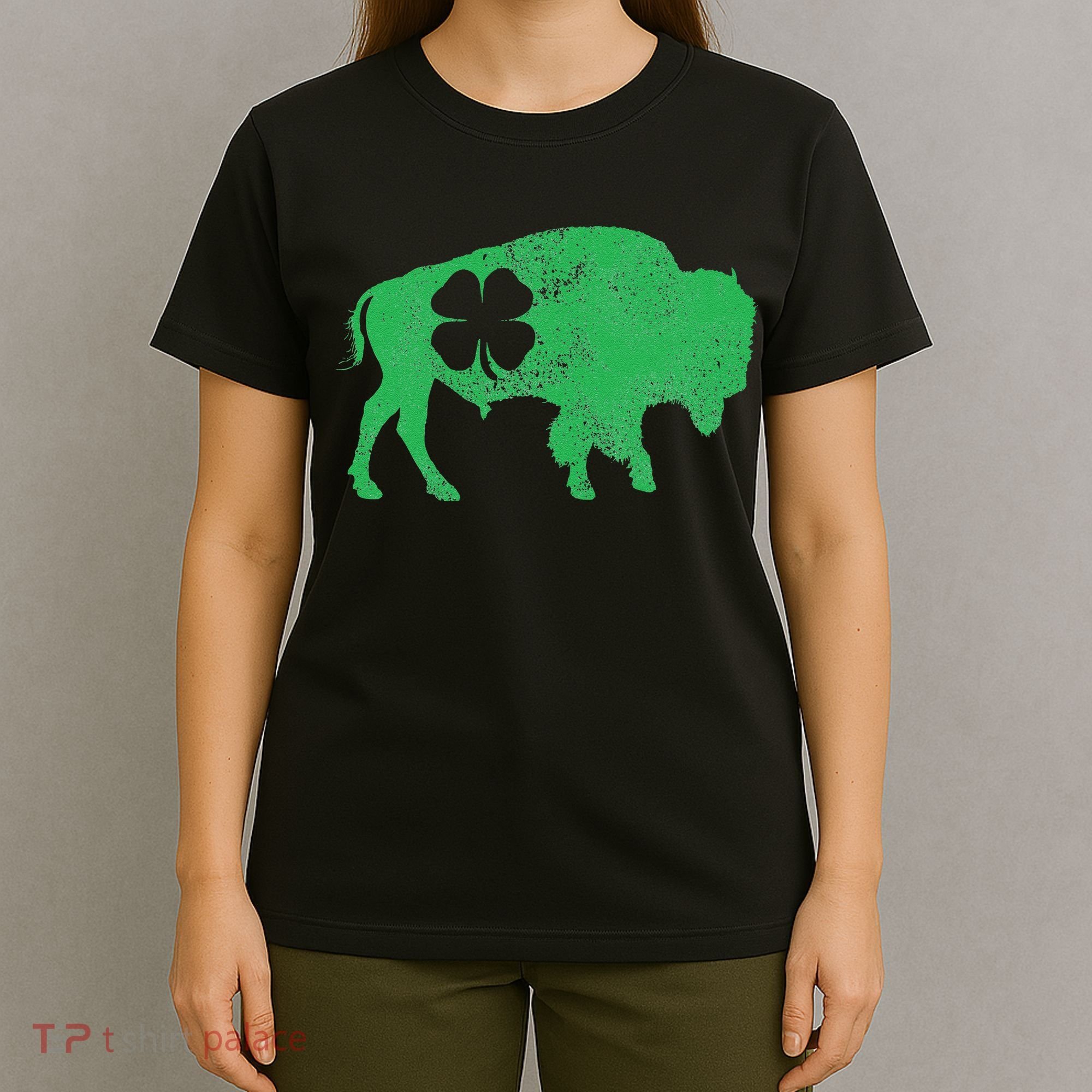 St. Patrick's Day Green Shamrock Buffalo Bison Irish Saint T-Shirt