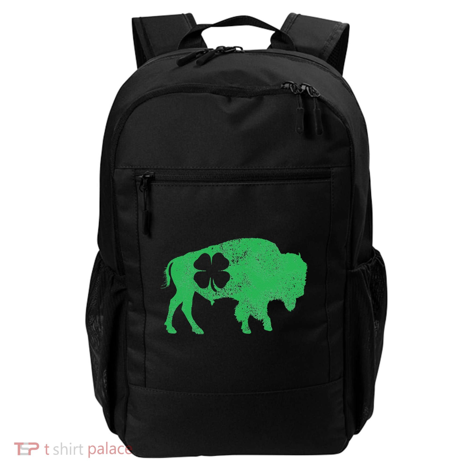 St. Patrick's Day Green Shamrock Buffalo Bison Irish Saint Backpack