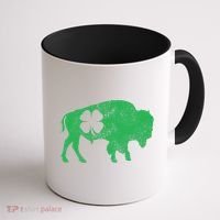St. Patrick's Day Green Shamrock Buffalo Bison Irish Saint Coffee Mug thumb 1