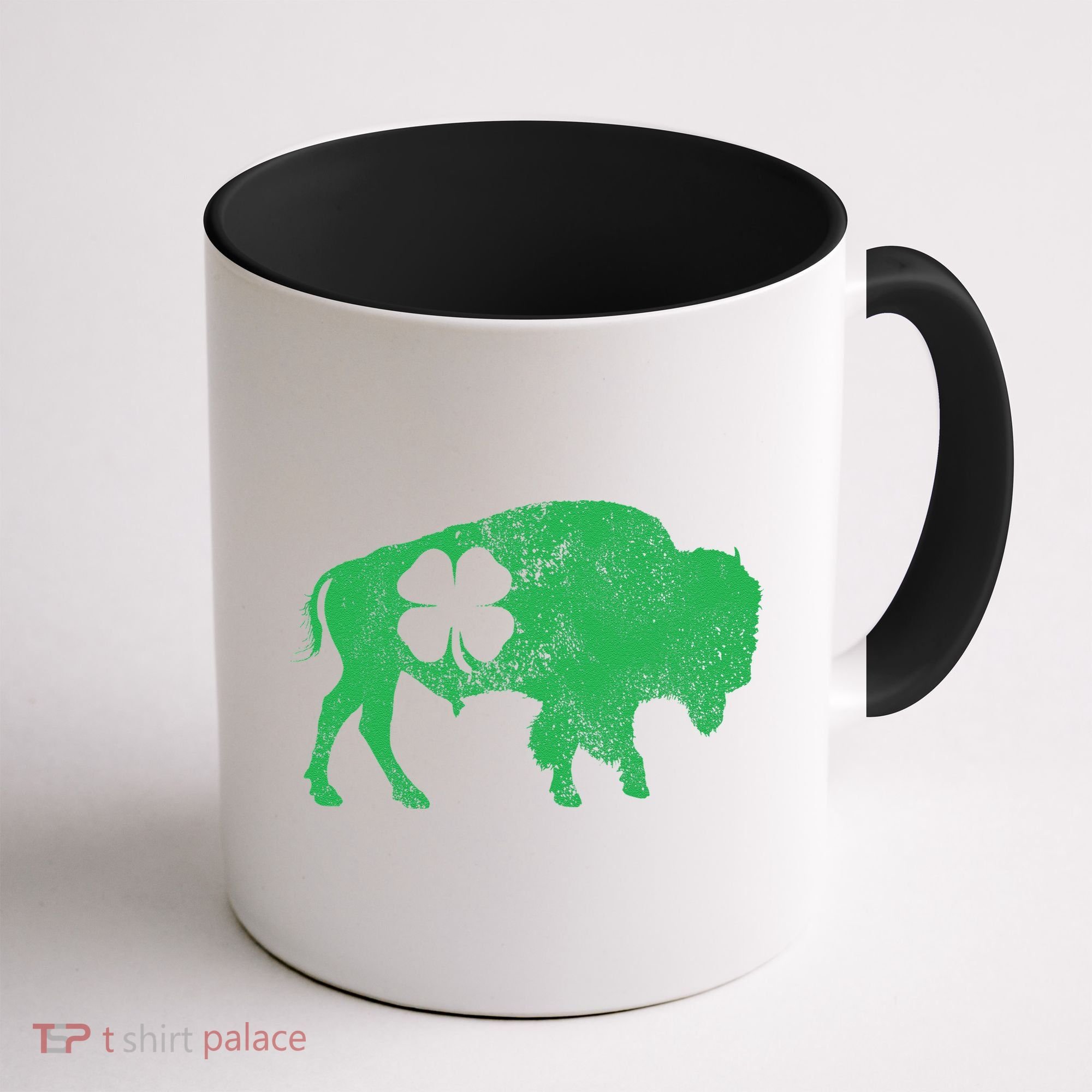 St. Patrick's Day Green Shamrock Buffalo Bison Irish Saint Coffee Mug