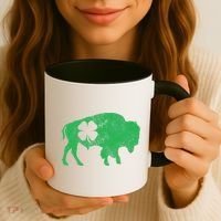 St. Patrick's Day Green Shamrock Buffalo Bison Irish Saint Coffee Mug thumb 3