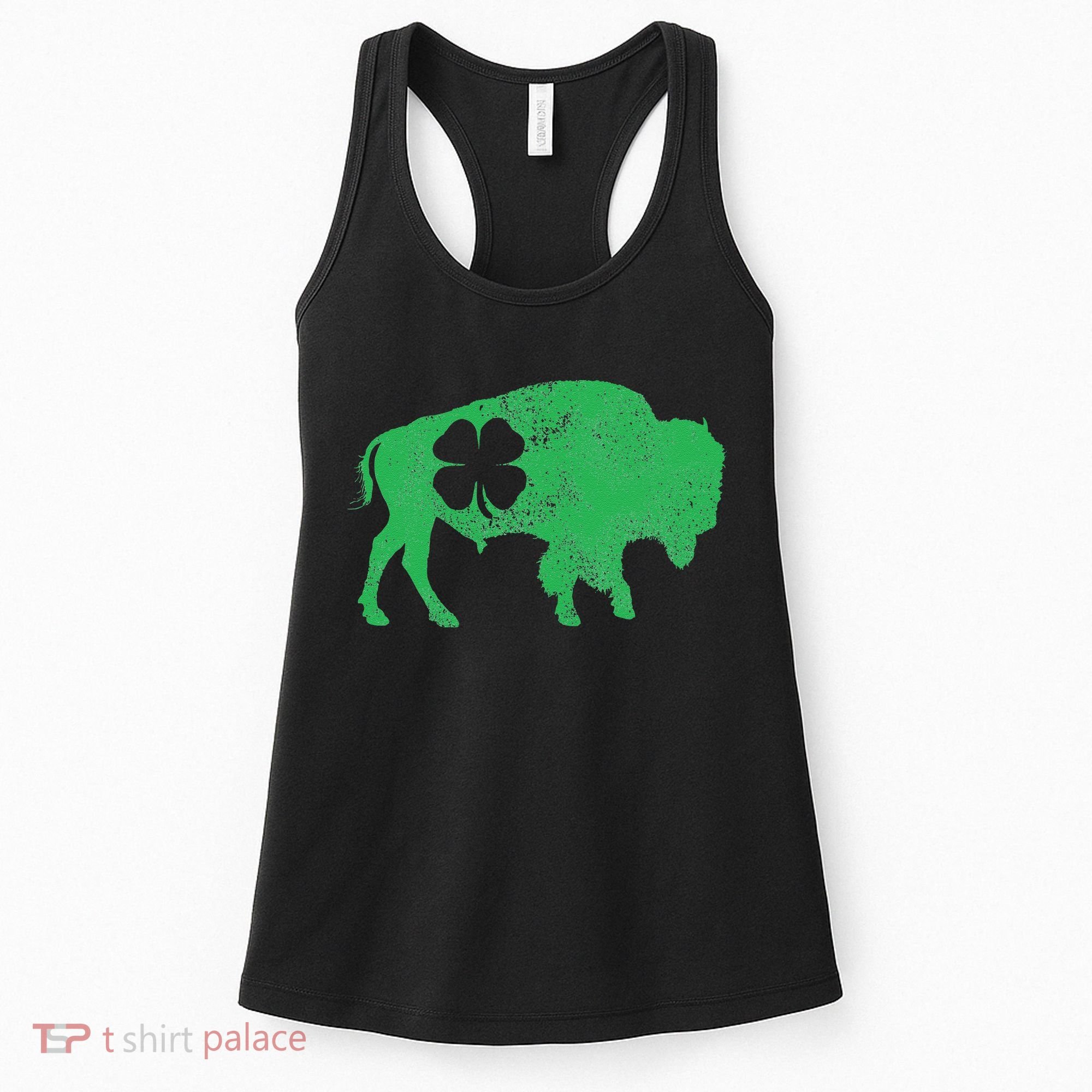 St. Patrick's Day Green Shamrock Buffalo Bison Irish Saint Women's Tank Top