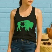 St. Patrick's Day Green Shamrock Buffalo Bison Irish Saint Women's Tank Top thumb 2