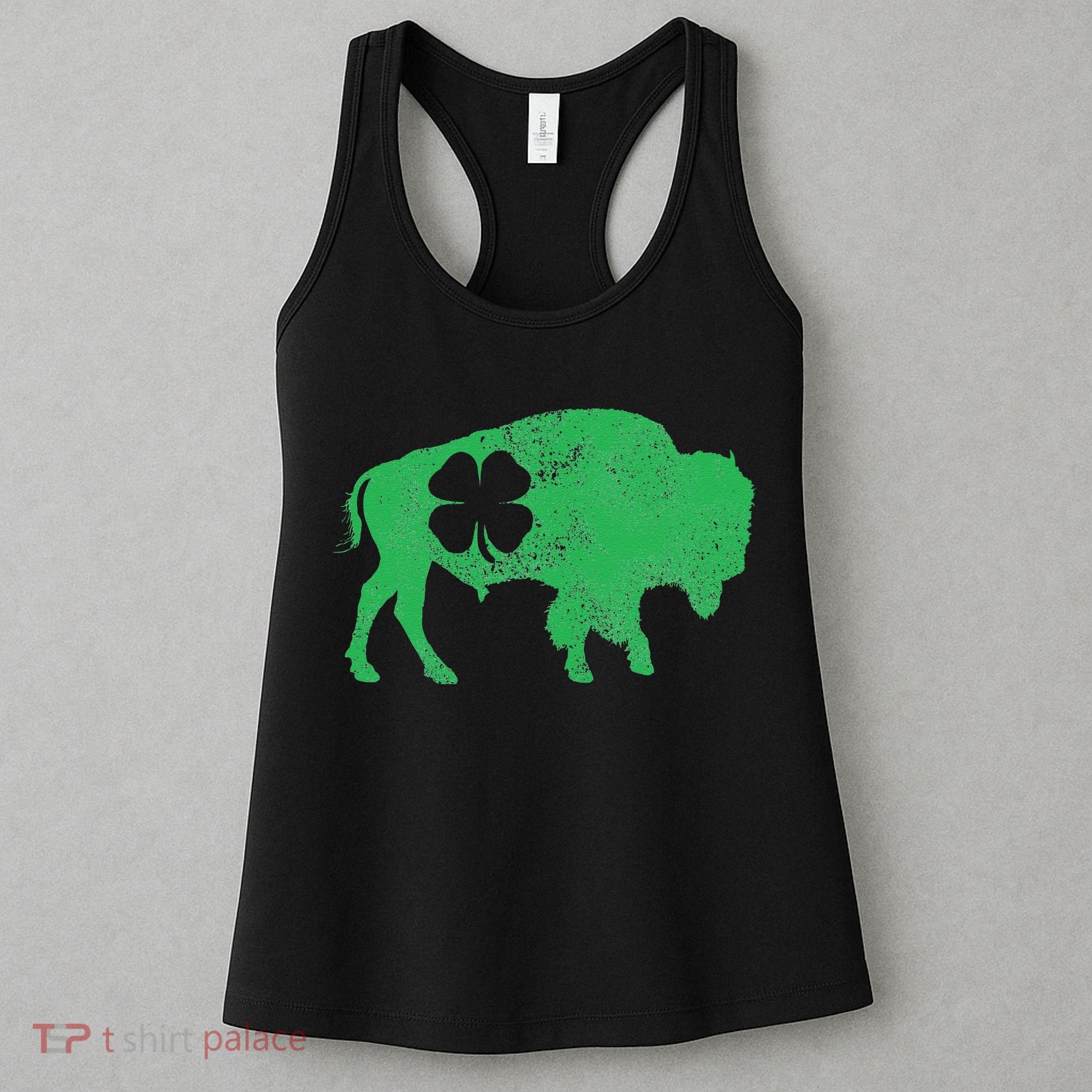 St. Patrick's Day Green Shamrock Buffalo Bison Irish Saint Women's Tank Top
