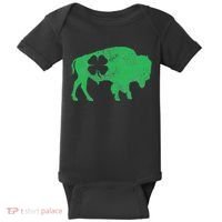 St. Patrick's Day Green Shamrock Buffalo Bison Irish Saint Baby Bodysuit thumb 0