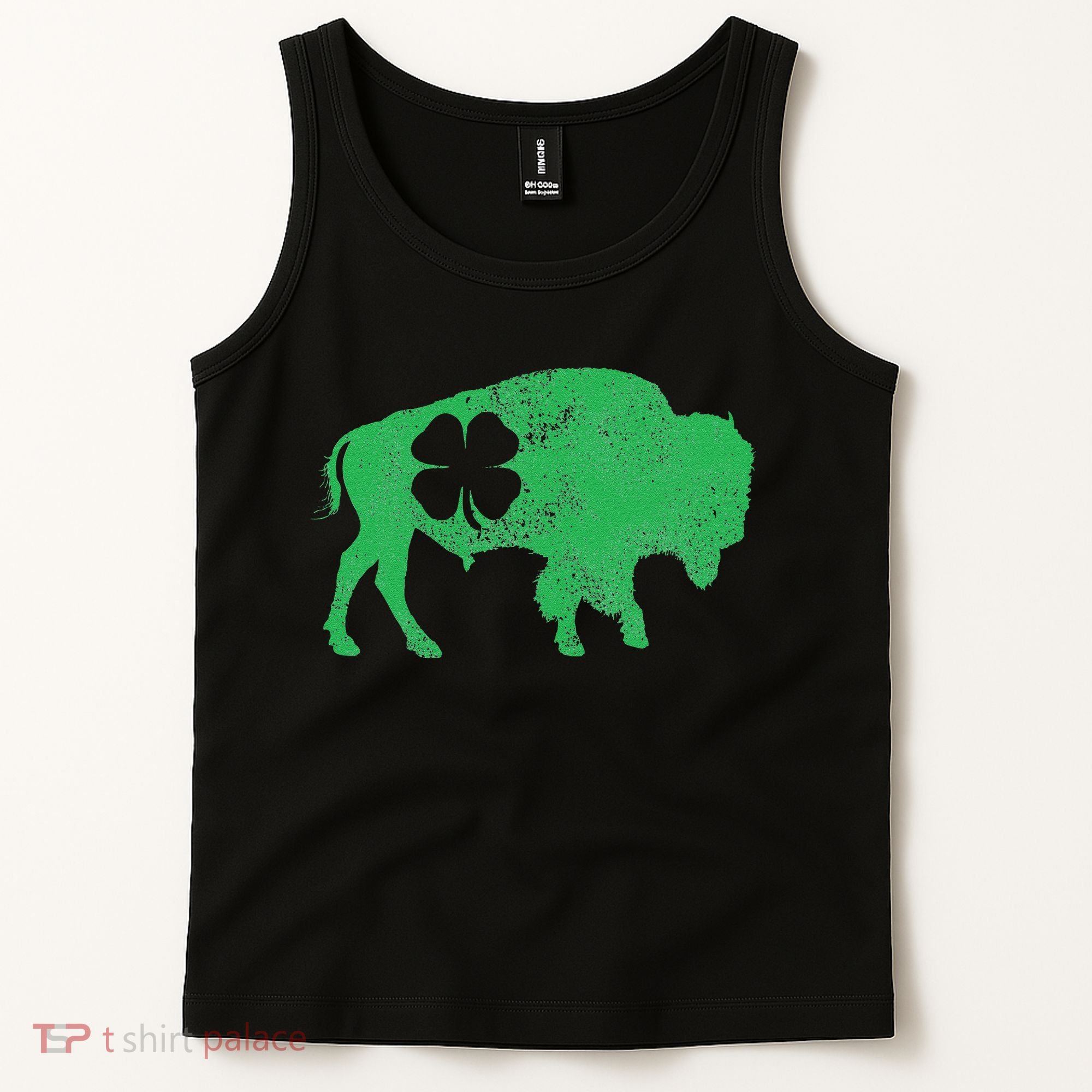 St. Patrick's Day Green Shamrock Buffalo Bison Irish Saint Tank Top