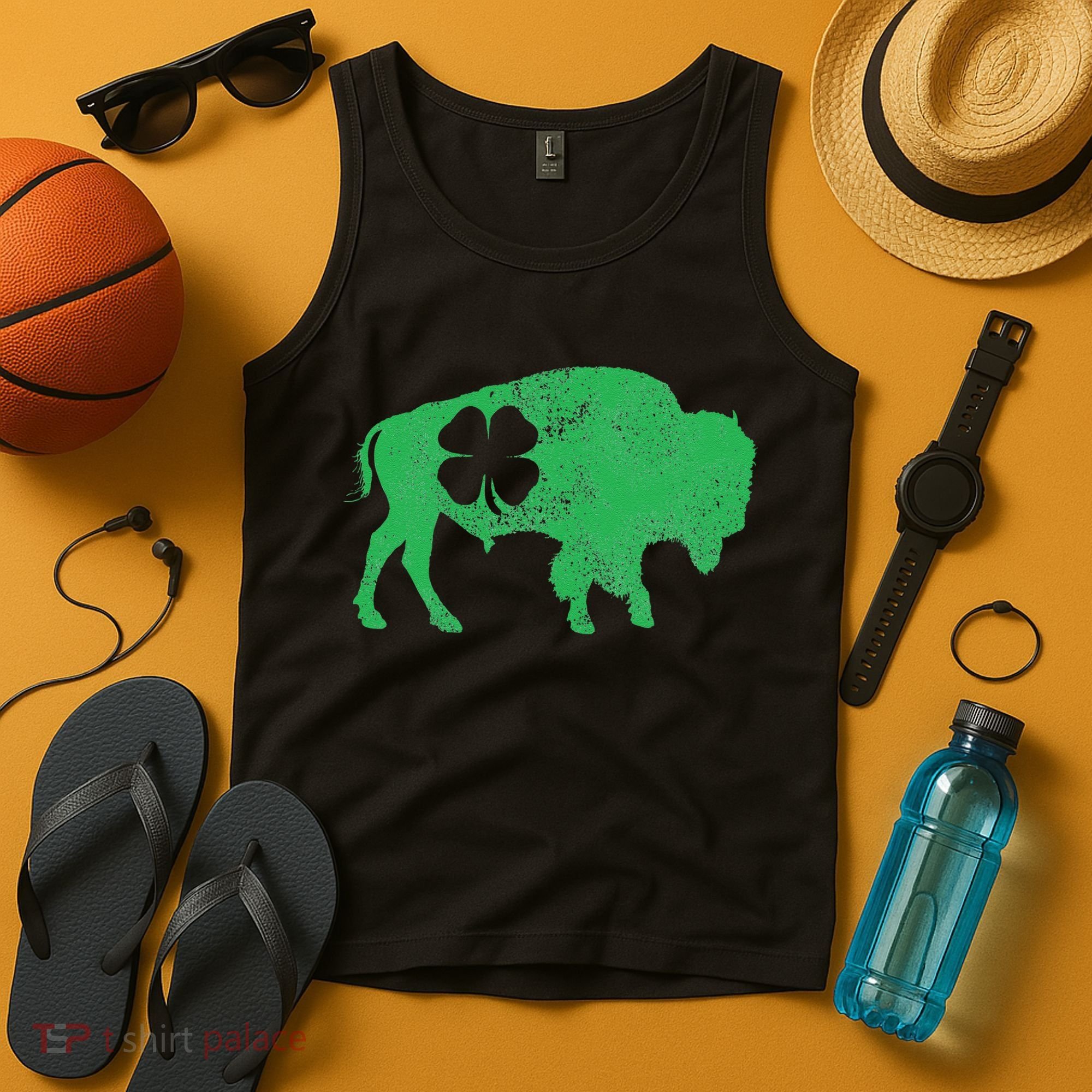 St. Patrick's Day Green Shamrock Buffalo Bison Irish Saint Tank Top